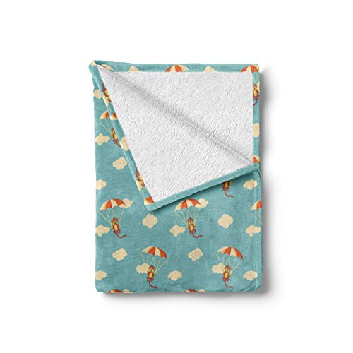 Ambesonne Monkey Throw Blanket for Adults, Flannel Fleece Soft Couch Cover 50" x 60", Eggshell and Burnt Sienna
Ambesonn