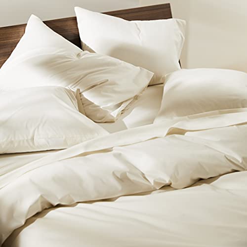 Brooklinen Luxury Percale Sheets for Hot Sleepers (Queen Size, Cream) - 4 Piece Set