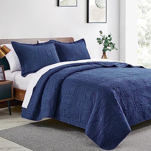 Love's Cabin King Size Quilt Set OEKO-TEX STANDARD 100 Modern Style Coin Pattern Coverlet for All Seasons - Soft Bed Lig